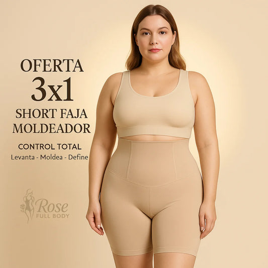 3x1 Short Faja Moldeador Rose™